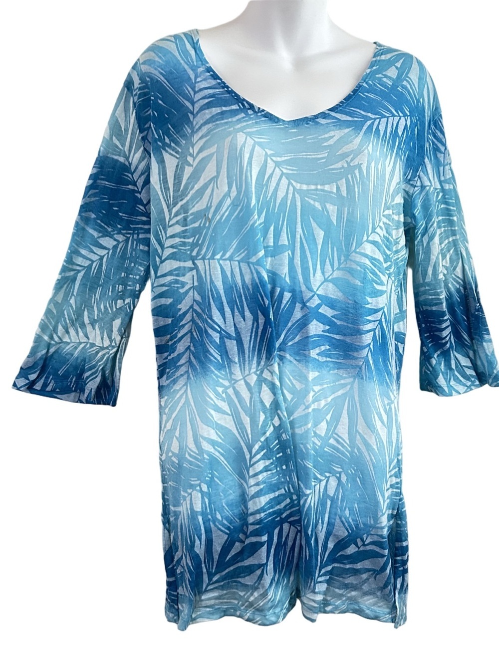 Swimsuit Tropical Cover-up Teal Palm Leaves size L a.n.a.(ANewApproach)